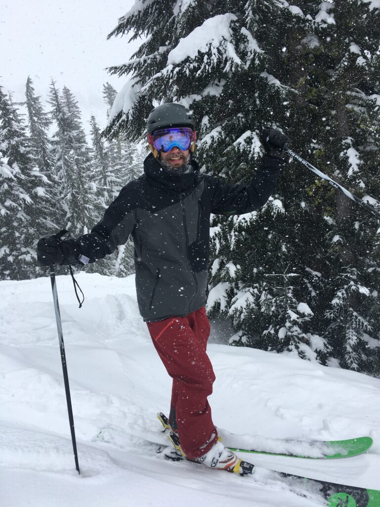 Snowing on Andy while skiing