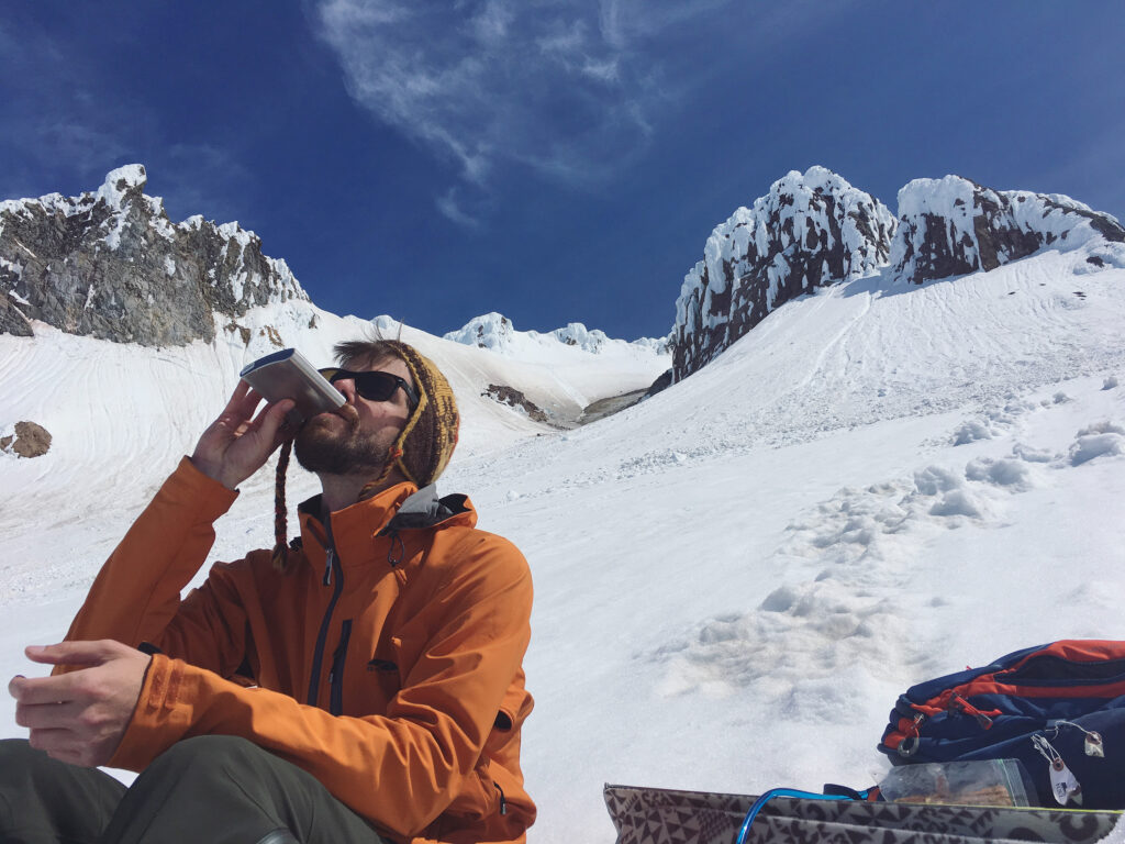 Andy taking a swig of bourbon