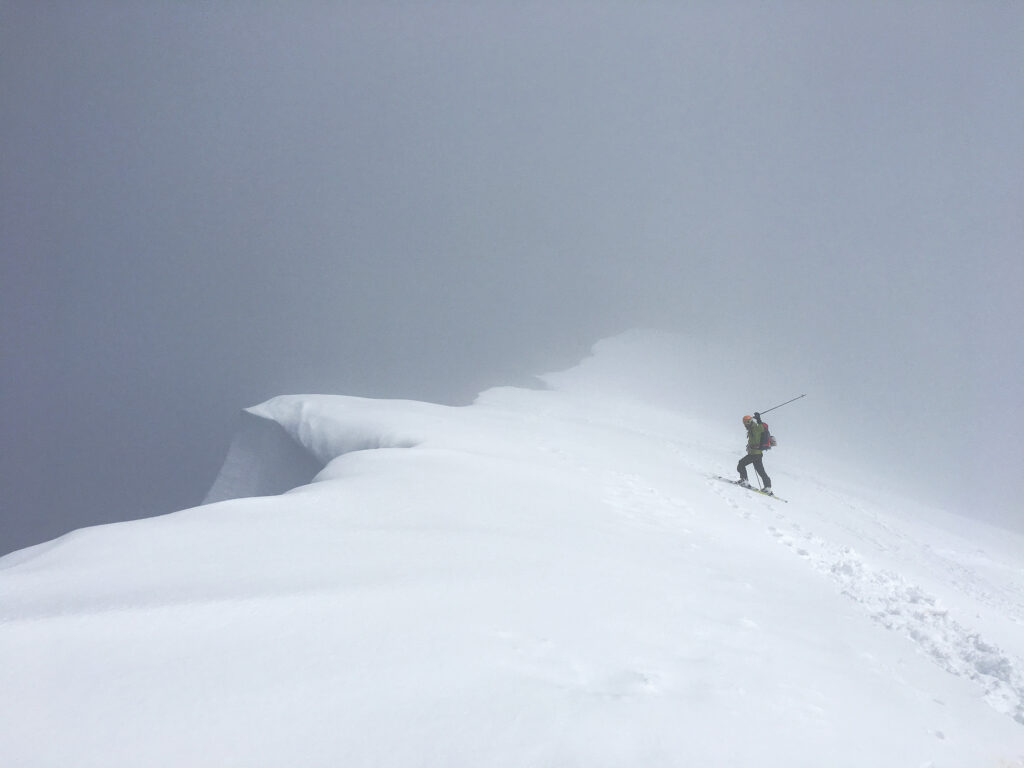 Whiteout conditions at the top of Mount St. Helens